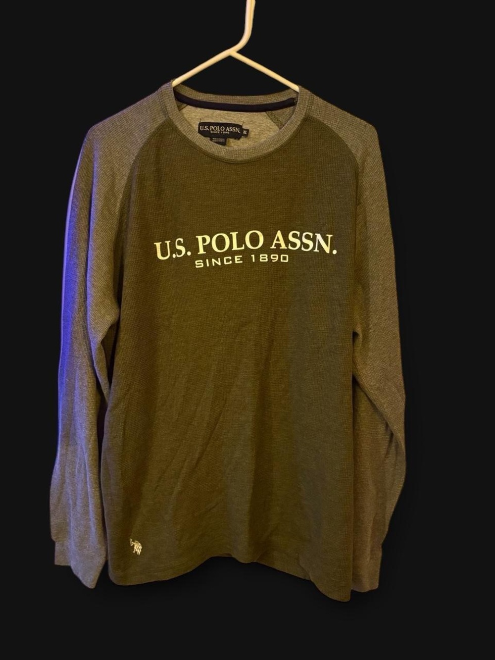 U.S. Polo Assn. Olive Green Long-Sleeve Crewneck Shirt with Chest Logo